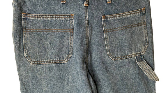 Vtg 90s Y2K Repair Jeans Denim Carpenter Bib Over… - image 8