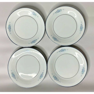 Vintage NORITAKE CHADBOURNE Set of 4 Bread & Butter Plates Blue Floral 6.25&quot;