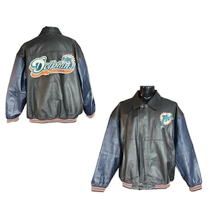 Vintage Miami Dolphins Jacket Leather - Etsy