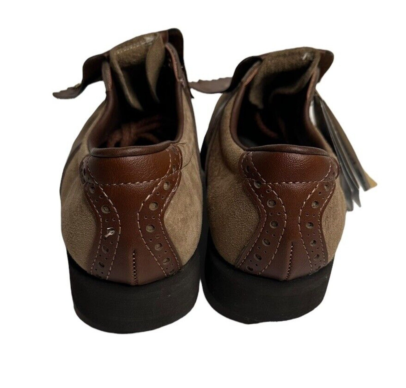 Vtg Hush Puppies Two Tone Brown Suede Leather Kiltie Golf Shoes Metal Cleats 8.5 Vintage HUSH PUPPIES Men main image 4