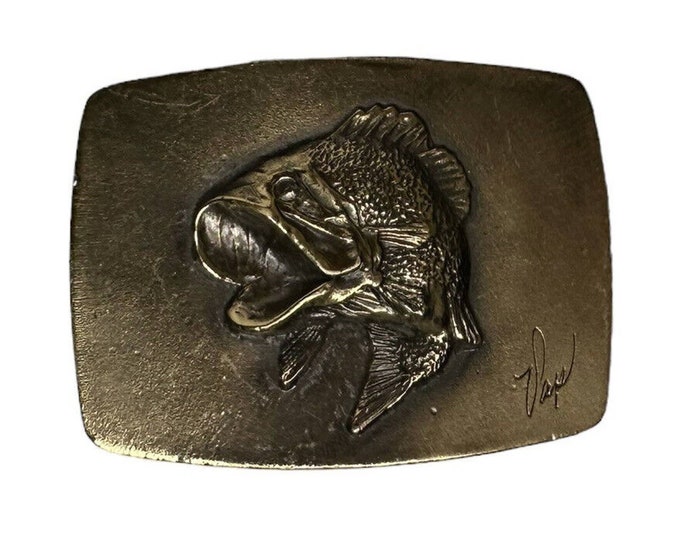 Boucle De Ceinture Vintage "I'd Rather Be Fishing" 1985 – Great American Buckle Co USA – Occasion