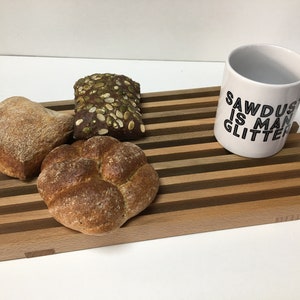 Bread cutting board, Crumb catcher style, Available in many woods, Oak, Beech cherry or Walnut. Customisable bread cutting board. image 9