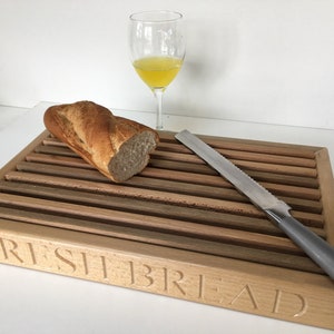 Bread cutting board, Crumb catcher style, Available in many woods, Oak, Beech cherry or Walnut. Customisable bread cutting board. image 7