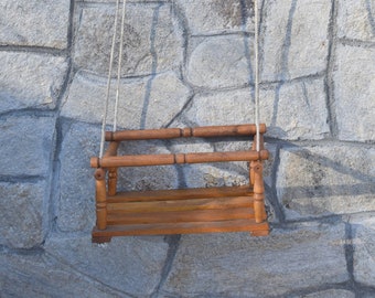 Vintage Wooden Children's Swing: 80s Garden Decor