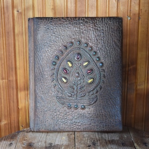 Large embossed folder, Vintage leather folder, Hardcover folder, Handmade folder, Embossed cover, Vintage document folder, Vintage gift
