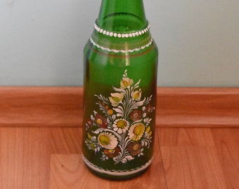 Glass bottle for collectors, Wine bottle, Hand-painted bottle, Gift for collectors, Hand-painted green bottle, Vintage gift, Made in Germany