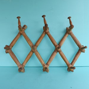 Old wooden hanger, Wooden clothes hanger, Wooden towel rack, Folding hanger, Vintage folding wall hanger, Clothes hanger,Country house decor