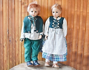 Poupées de collection Gotz, poupées Gotz allemandes, lot de 2 poupées de collection vintage, poupées rétro des années 90, hauteur de poupée environ 60 cm