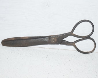 Large Hand Forged Scissors, Antique Forged Scissors, Hand Wrought Iron Scissors, Antique Scissors, Primitive Hand Forged Scissors