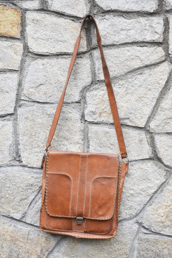 Vintage Brown Leather Men's Shoulder Bag: 1960s Messenger - Etsy