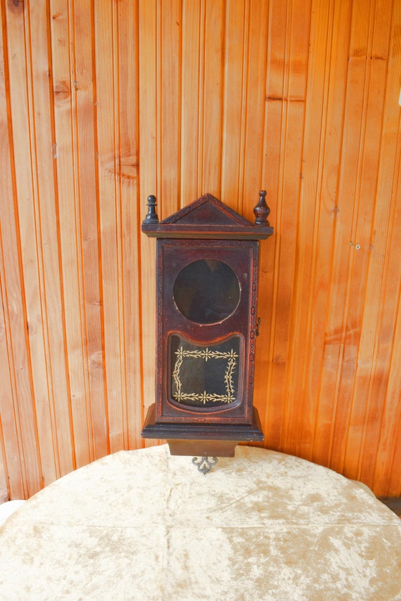 primitive clock box,wood decorative,collectable,home decor Antique wooden box,clock box,hand painted clock box,handmade display box