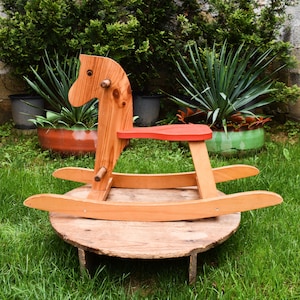 Large wooden rocking horse, Child Wooden Rocking Horse, Vintage Rocking Toy, Wooden Horse Toy, Rocking Horse, Retro Children&#39;s Toy