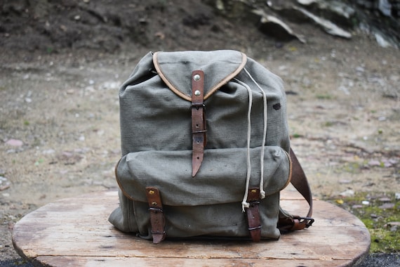 Small Backpack, Vintage Backpack, Military Backpack, Canvas Backpack,  Mountain Backpack, Rattan-khaki Backpack, Hunting and Fishing Backpack 