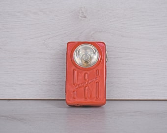 Vintage Red Flashlight "Svetlina", Vintage Pocket Flashlight, Vintage Pocket Torch,Collectible Flashlight, Vintage gift, 1970s flashlight