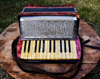 Vintage Children's Accordion: 32 Bass, German Made, 1960s For Restoration/Decoration