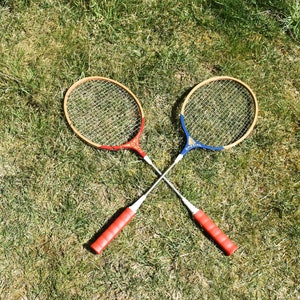 Badminton Rackets, Wooden Sticks, Vintage Badminton Rackets, Children&#39;s Play, Sports Rackets, Outdoor Play, Picnic Fun, GERMINA DDR Rackets
