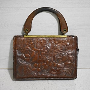 Vintage genuine leather bag, Leather bag, Old genuine leather bag, lady&#39;s bag, Brown leather bag, Old leather bag, Lady&#39;s bag bag from 1970s