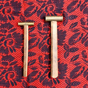 Vintage brass hammer, Vintage brass hammer, Vintage set of 2 brass hammers, Brass hammers with wooden handles, Vintage storage, Vingate gift