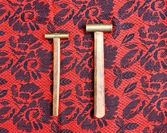 Vintage brass hammer, Vintage brass hammer, Vintage set of 2 brass hammers, Brass hammers with wooden handles, Vintage storage, Vingate gift