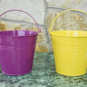 Vintage children metal bucket, Set 2 pcs of metal buckets, Children bucket for sand, Children water bucket, Vintage bucket, Children bucket