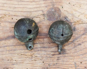 Vintage Bronze Walnut Bells (Set of 2) - 1930s Home Decor