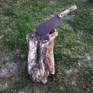 Authentic 30&#39;s Handmade Meat Chopper Knife, Authentic Meat Chopping Tool, Traditional Kitchen Tool, Butcher&#39;s Chopper Knife, Butcher&#39;s Knife
