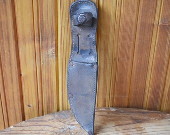 Estuche de cuero vintage para cuchillos: pequeña funda de cuero natural, década de 1920