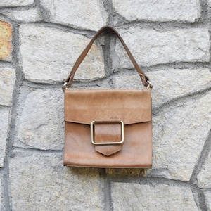 Vintage genuine leather bag, Handbag women&#39;s bag, Leather bag, Old genuine leather bag, Women&#39;s bag, Old leather bag, Women&#39;s bag from 1970