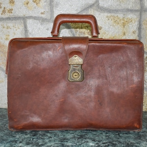 Vintage Doctor's Bag, Vintage Briefcase, Document briefcase, Doctor's Bag, Vintage Travel Bag, Attorney's Briefcase, Brown leatherette bag