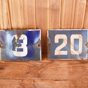 Vintage enameled house number, Door sign, House number 8, House number 20, 2 Enameled signs, 2 Enameled numbers, Street sign, Street number