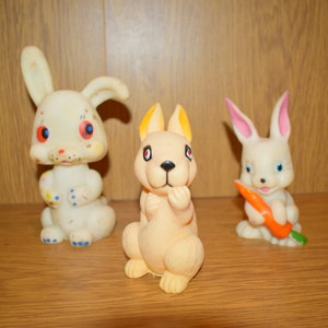 Vintage Rubber Toys, Present for Toddlers, Set of 3 Rubber Toys, Soft Rubber Toys, Rare Rubber Toys, Rubber Toys, Rubber Collector&#39;s Toys
