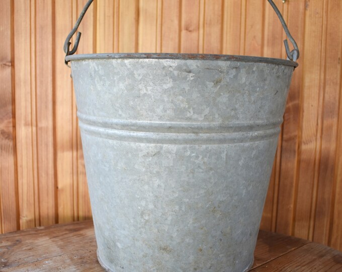 Vintage Zinc Bucket Zinc Bucket Garden Decoration Farm Etsy