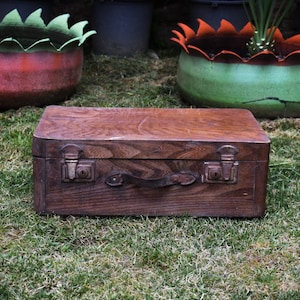 Wooden suitcase, Vintage handmade suitcase, Vintage Suitcase, Old Suitcase, Brown Suitcase, Retro Suitcase, Antique Suitcase, Suitcase 30s