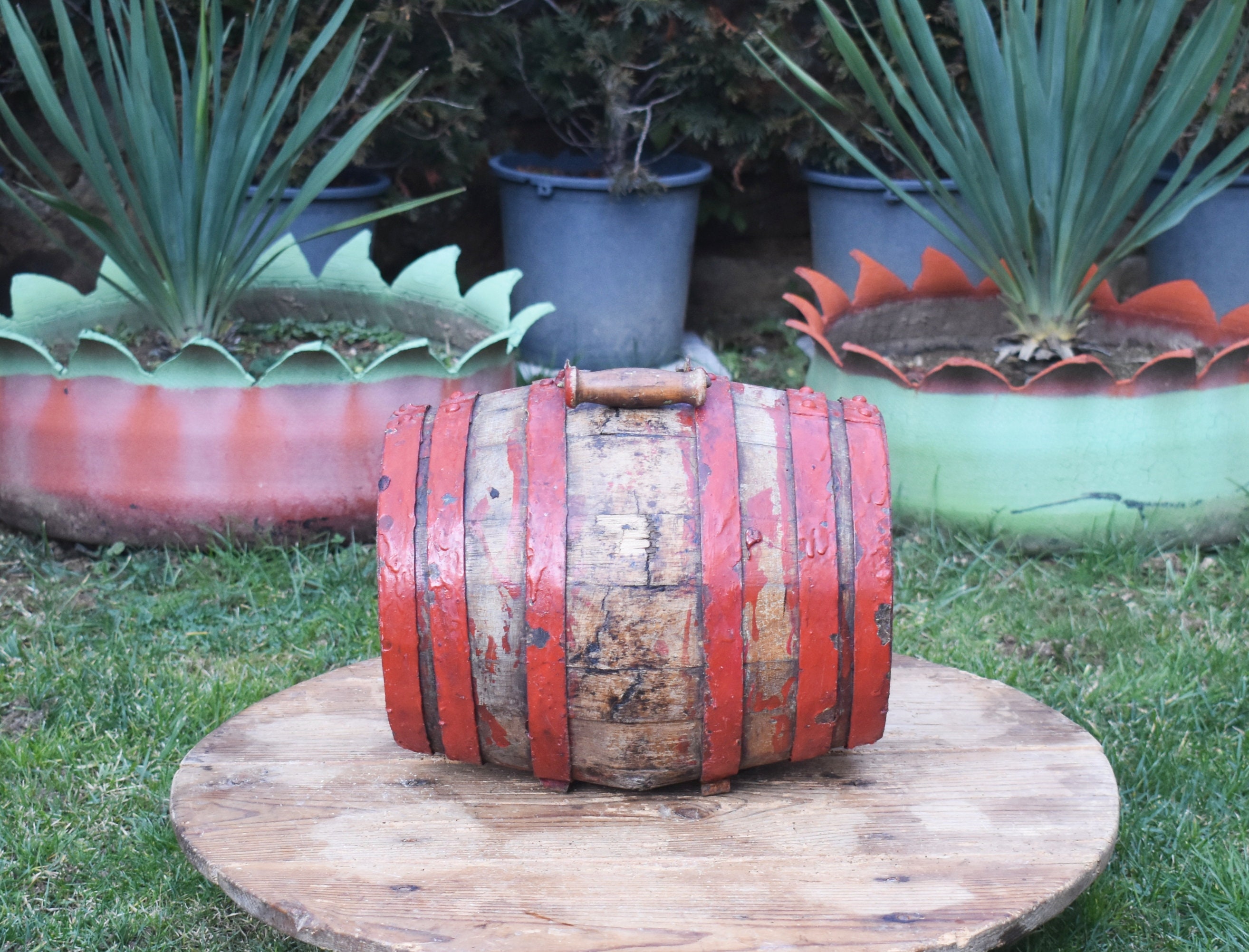 Antique wooden barrel, Old wooden barrel, Primitive wooden barrel, Wooden wine vessel, Wooden wine barrel, Rustic home decor, Farm decor
