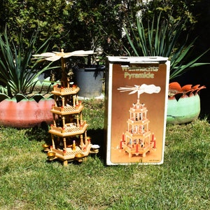Vintage Carousel, Merry-Go-Round on 4 levels, Christmas Decoration, Collectible Carousel, Wood and Plastic Souvenir, Wooden Carousel