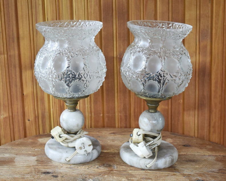 Vintage marble table lamp Vintage Marble heavy lamp 2 marble lamps Vintage marble lamps Marble lamps from the 50/'s Marble lamp base