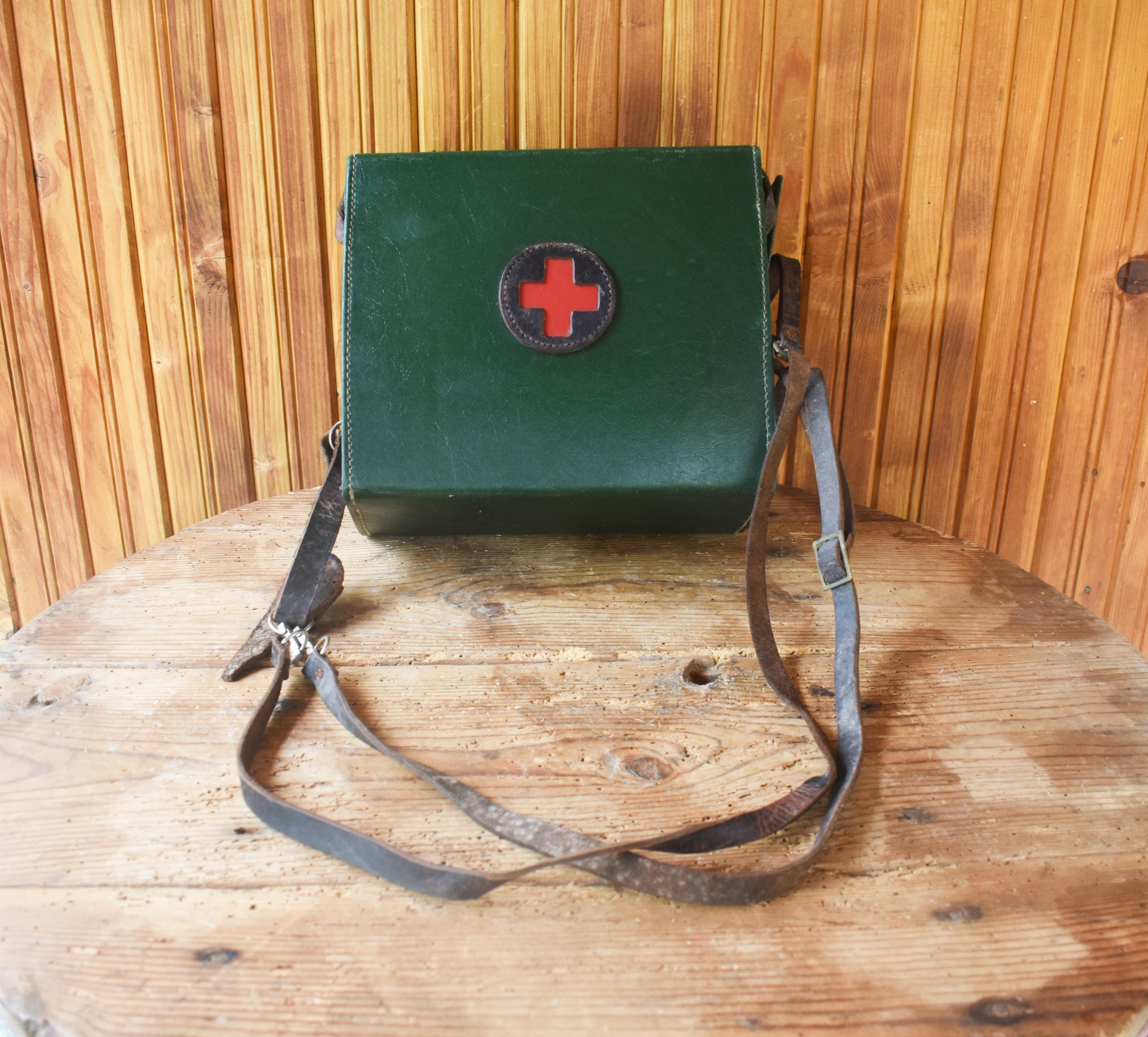 Military Medical Bag, Vintage First Aid Bag, Vintage Medical Box, Vintage Doctor Bag, Army Medical Bag, First Aid Box, 70's Medical Bag