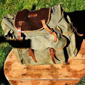 Vintage Rucksack, Militär-Rucksack, Canvas-Rucksack, Bergrucksack, Rattan-Khaki-Rucksack, Jagd- und Angelrucksack, Backpack 60er Jahre
