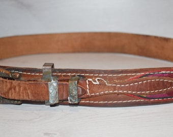 Ceinture en cuir marron vintage avec boucle en laiton (39,37 pouces)
