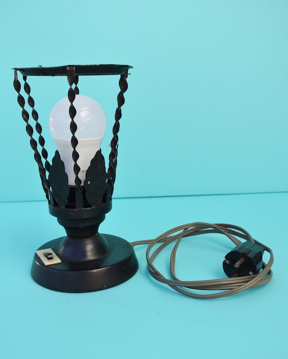 Vintage Black Metal Desk Lamp: Retro Bulgarian Table Light
