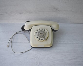 Old phone, Old Bulgarian phone, Retro phone from the 80s, Rotary phone, Retro home decor, Table decor, Old Rotary phone, Old gift