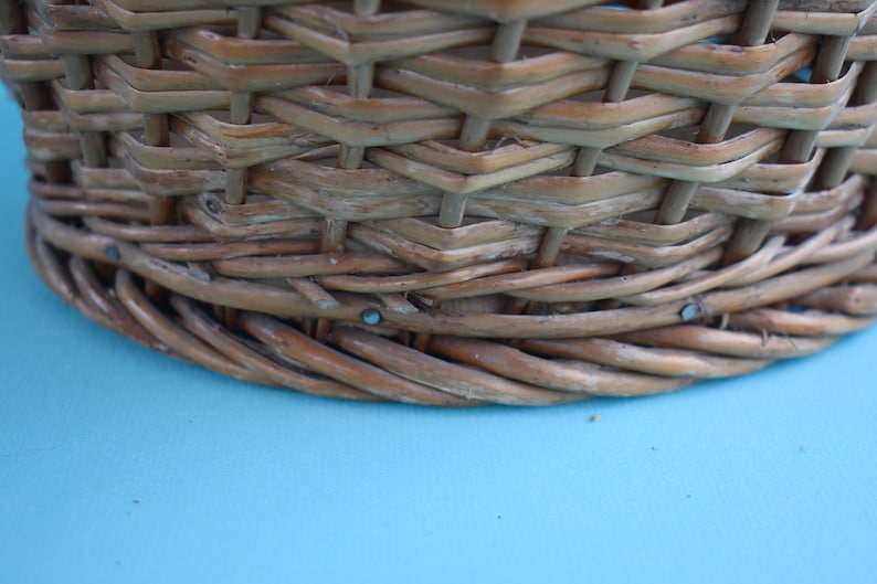 Vintage Large Basket Retro Wicker Basket Old Wicker Basket Home Decor Vintage Knit Basket Handmade Basket Woven Basket Rustic Basket