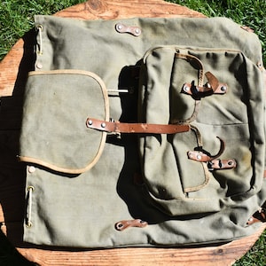 Vintage Rucksack, Militär-Rucksack, Canvas-Rucksack, Bergrucksack, Rattan-Khaki-Rucksack, Jagd- und Angelrucksack, Backpack 60er Jahre