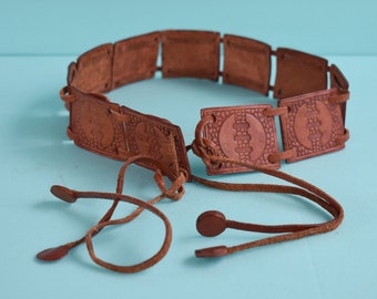 ceinture en cuir véritable vintage, ceinture en cuir naturel, ceinture des années 90, ceinture en cuir véritable, petite ceinture, petite ceinture, ceinture vintage pour femme