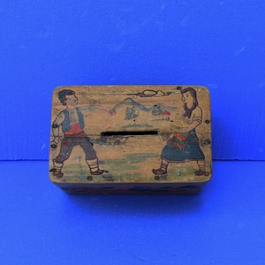 Wooden money box, Vintage children&#39;s wooden money box, Personalized money box, Coin money box, Vintage piggy bank, Cash box