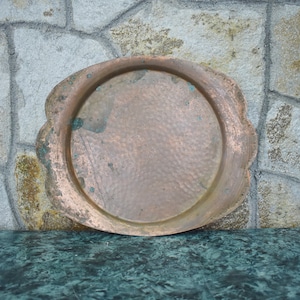Antique Copper Tray, Antique Copper Plate, Copper Plate, Copper Tray, Antique Handmade Copper Plate, Dark Copper Plate, Primitive Drinksware