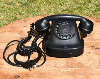 téléphone vintage en bakélite, téléphone en bakélite, téléphone à cadran en bakélite, téléphone rétro, téléphone vintage, téléphone de bureau, années 60