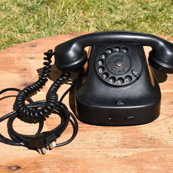 Vintage bakelite telephone, Bakelite telephone, Bakelite rotary telephone, Retro telephone, Vintage telephone, Desktop telephone, 60s