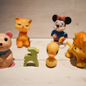 Vintage Rubber Toys, Present for Toddlers, Set of 5 Rubber Toys, Soft Rubber Toys, Rare Rubber Toys, Rubber Toys, Rubber Collector&#39;s Toys