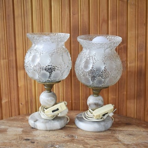 Vintage marble lamps, 2 marble lamps, Marble lamps from the 50&#39;s, Vintage marble table lamp, Vintage Marble heavy lamp, Marble lamp base